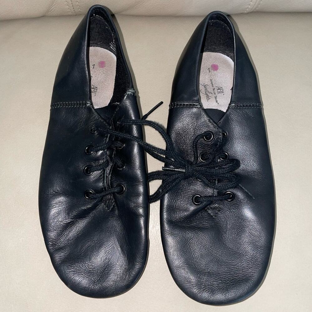 ABT Spotlights Black Leather Lace-Up Jazz Dance Shoes - Size 1